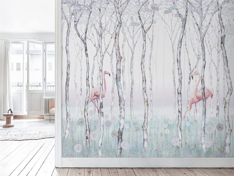 Fototapeta Flamingi wśród leśnej zieleni (kod: 23665) Fototapeta Flamingi wśród leśnej zieleni