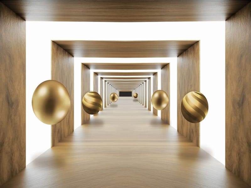 Fototapeta Tunel złotych kul (kod: 26237) Fototapeta Tunel złotych kul