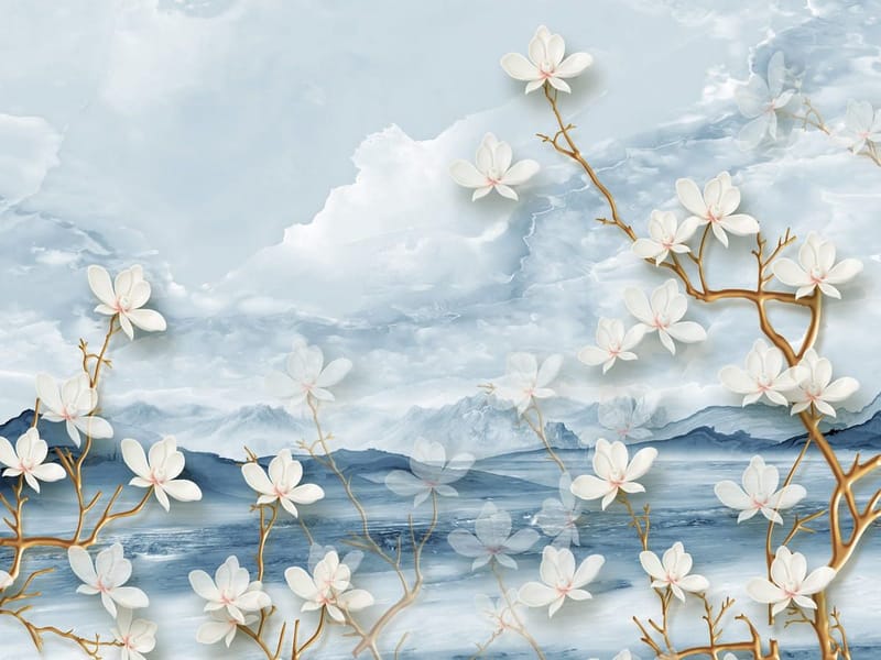 Fototapeta Biała magnolia 3D