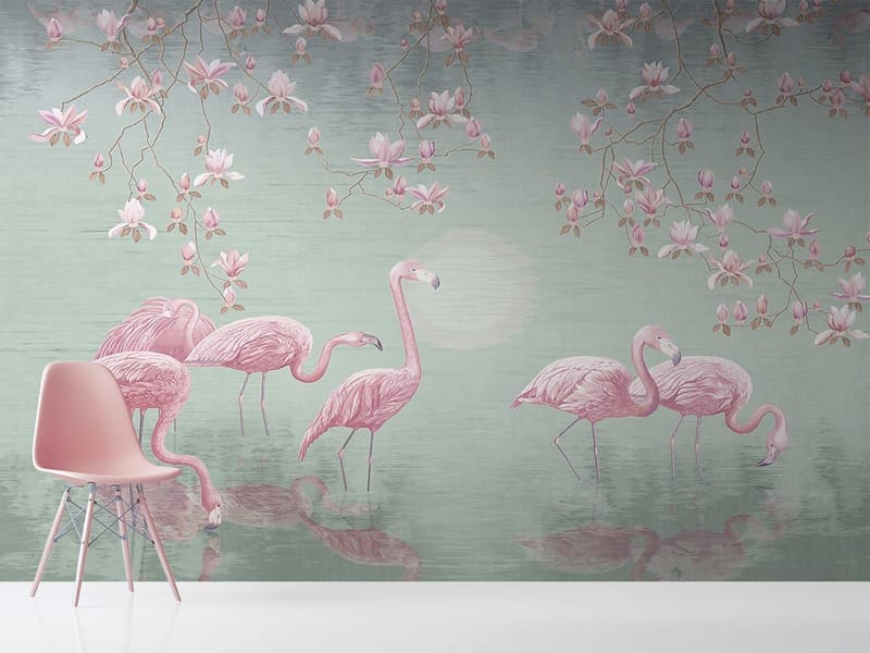 Fototapeta Flamingi w spokojnym stawie (kod: 23634) Fototapeta Flamingi w spokojnym stawie