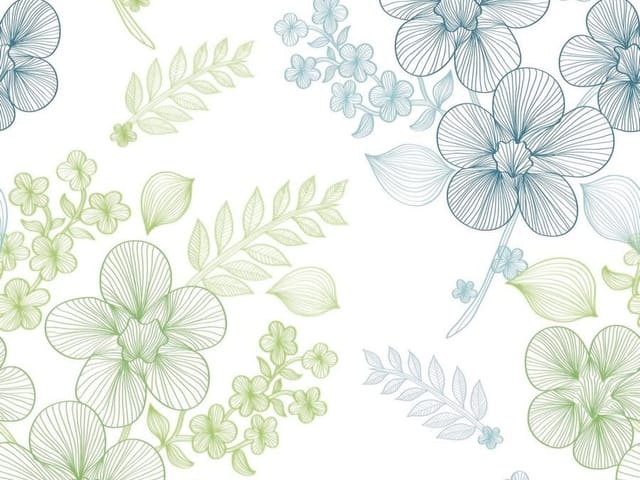 Fototapeta z dużymi kwiatami i liśćmi w odcieniach zieleni