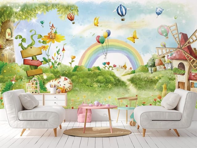 Fototapeta Bajkowy krajobraz z tęczą