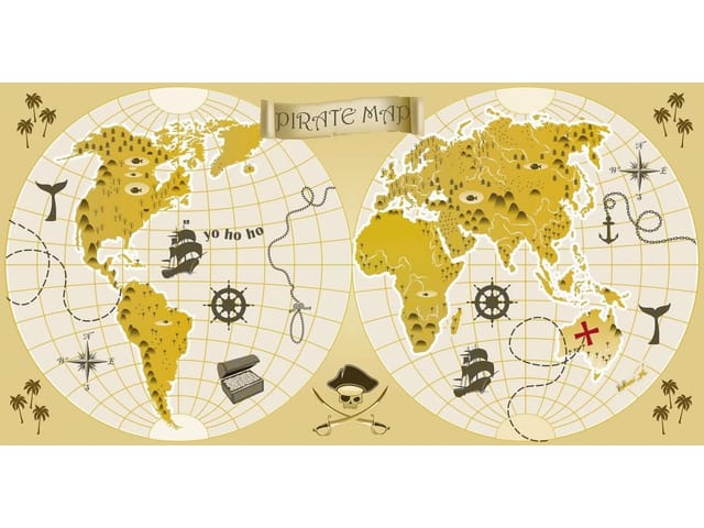 Fototapeta Stara mapa z motywem pirackim (kod: 11692) Fototapeta Stara mapa z motywem pirackim