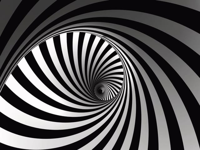 Fototapeta z czarno-białym spiralnym tunelem i efektem optycznym