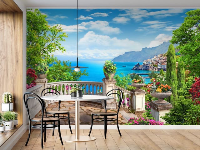 Fototapeta Widok na morze z tarasu (kod: 13742) Fototapeta Widok na morze z tarasu