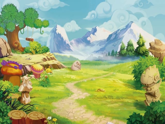 Fototapeta Bajkowy krajobraz z górami