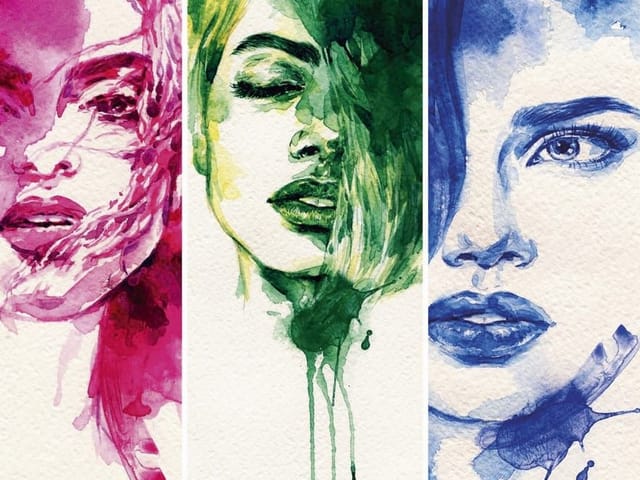 Fototapeta Abstrakcyjne portrety kobiet (kod: 13924) Fototapeta z trzema abstrakcyjnymi portretami kobiet w różnych kolorach