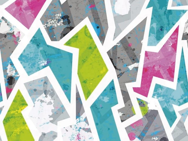 Fototapeta z abstrakcyjnym graffiti – kolorowe strzałki na białym tle