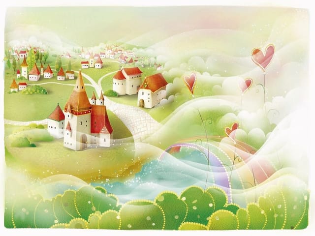 Fototapeta Bajkowe miasteczko na wzgórzu