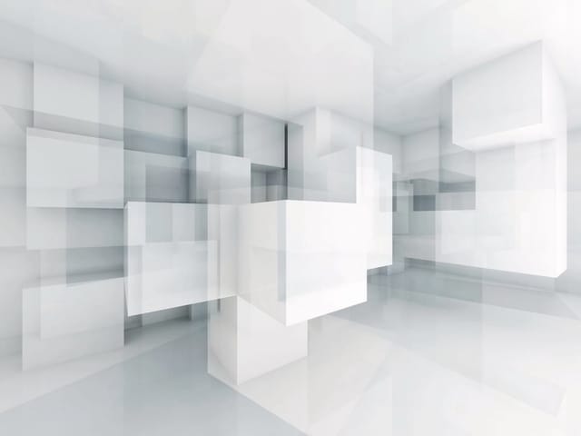 Fototapeta z białymi sześcianami w trójwymiarowej przestrzeni