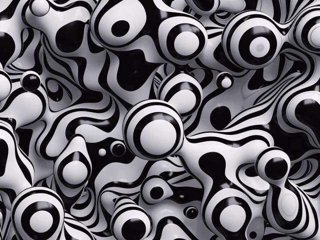 Fototapeta z abstrakcyjnymi czarno-białymi formami i trójwymiarowym efektem