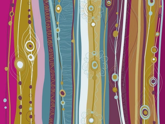 Fototapeta z kolorowymi pionowymi pasami i geometrycznymi wzorami