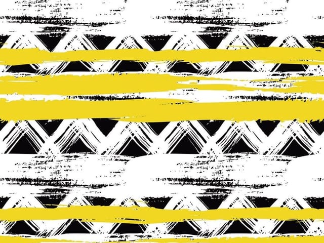 Fototapeta z geometrycznymi wzorami, czarne zygzaki, żółte pasy