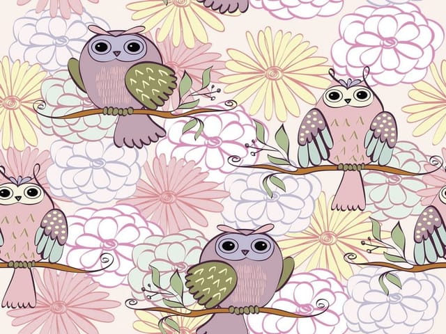 Fototapeta Sowy na Gałęziach w Pastelach