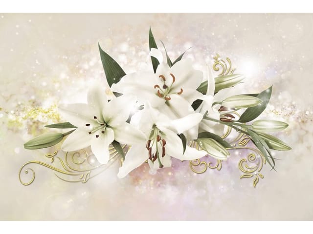 Fototapeta Bukiet Białych Lilii z Liśćmi