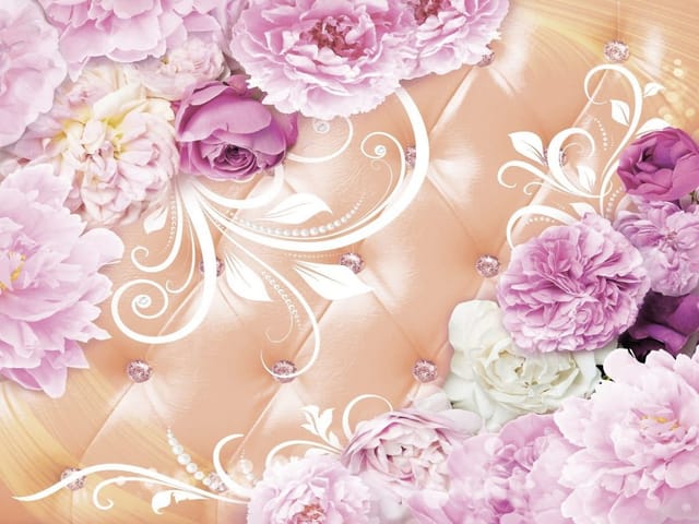 Fototapeta Eleganckie piwonie na beżowym tle