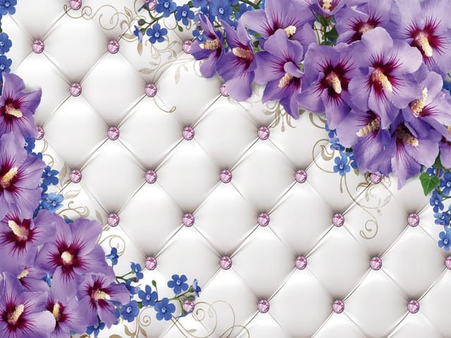 Fototapeta Fioletowe kwiaty na białym tle (kod: 19660) Fototapeta Fioletowe kwiaty na białym tle