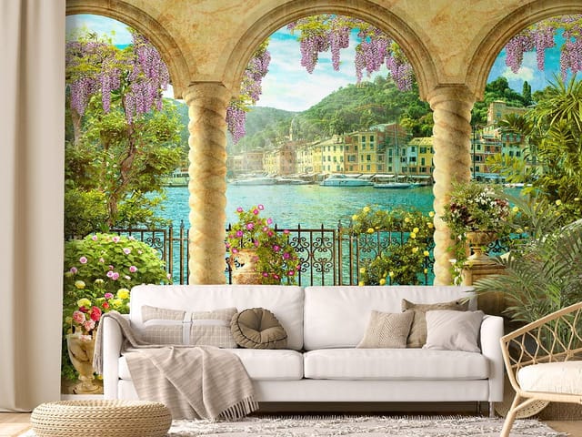 Fototapeta Widok na port przez arkady