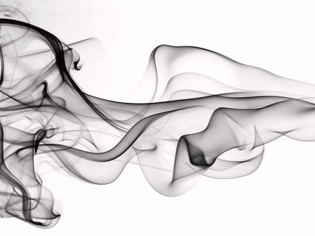 Fototapeta z czarno-białymi falami dymu na białym tle, dynamiczne kształty