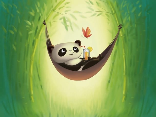 Fototapeta Panda w hamaku wśród bambusów