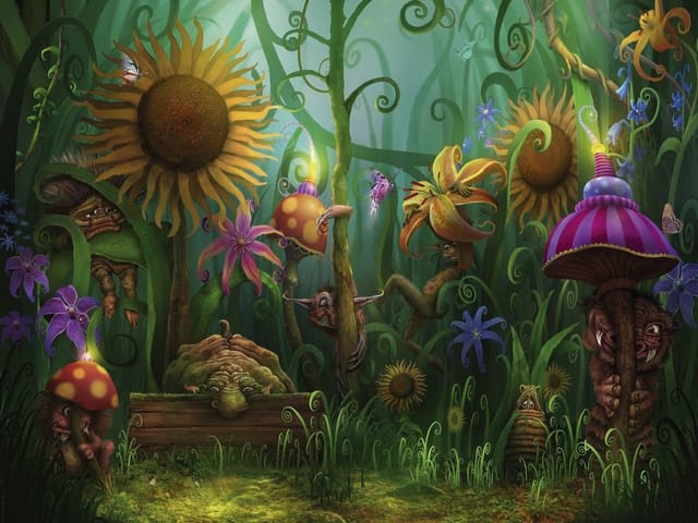 Fototapeta Fantastyczny Las z Kwiatami