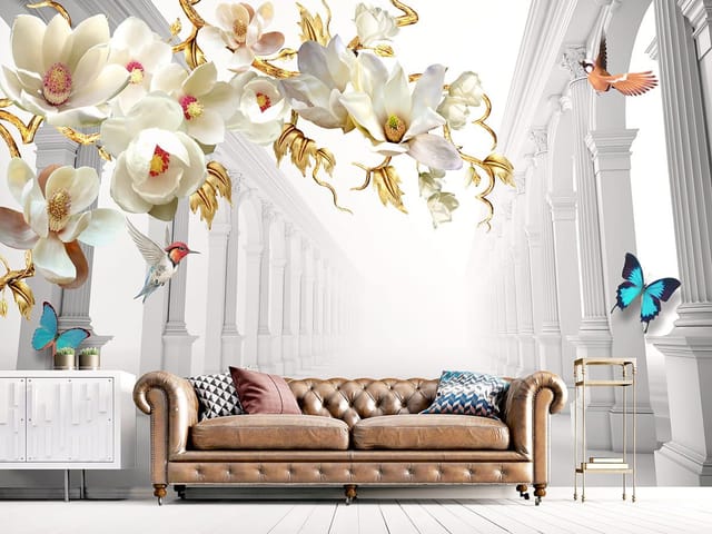 Fototapeta Magnolie na złotych gałęziach (kod: 20657) Fototapeta Magnolie na złotych gałęziach