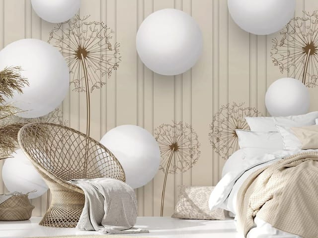 Fototapeta Białe Kuliste Formy na Beżowym Tle