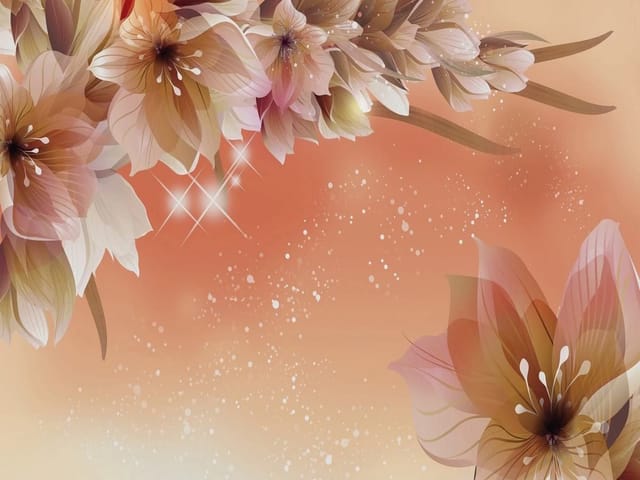 Fototapeta Pastelowe Kwiaty 3D na Pomarańczowym Tle