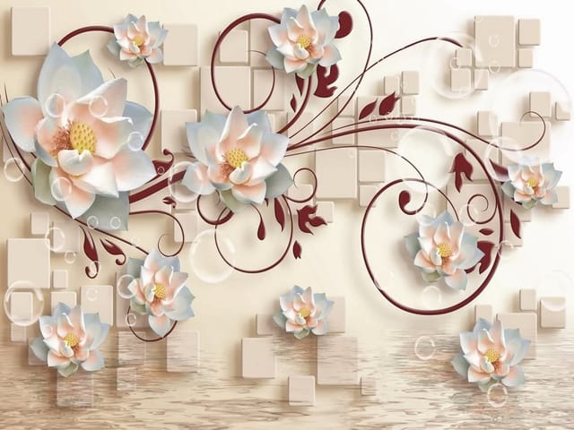 Fototapeta Kwiaty i Geometryczne Kształty