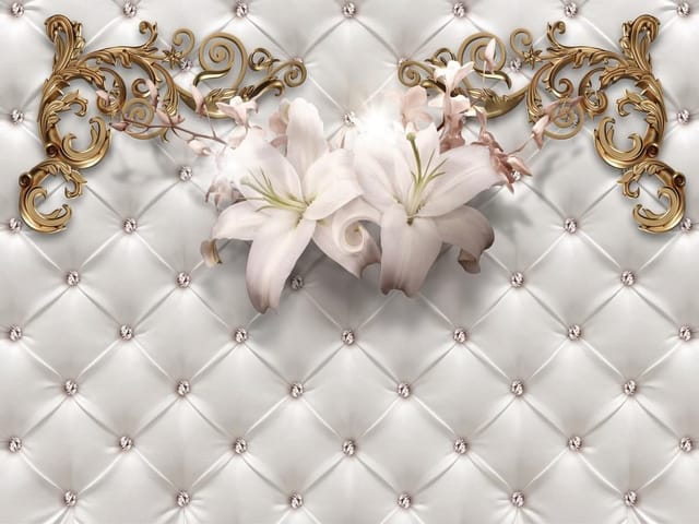 Fototapeta Eleganckie Lilie na Pikowanym Tle