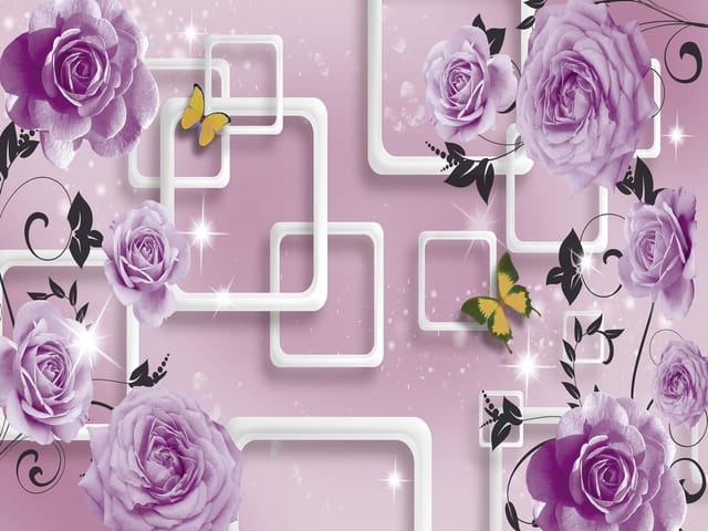 Fototapeta Fioletowe róże na różowym tle