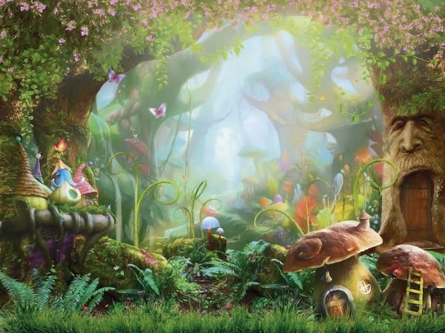 Fototapeta Fantastyczny Las z Domkami Grzybów