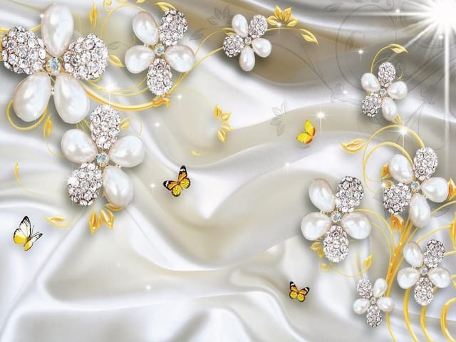 Fototapeta Kwiaty z Pereł i Kryształów