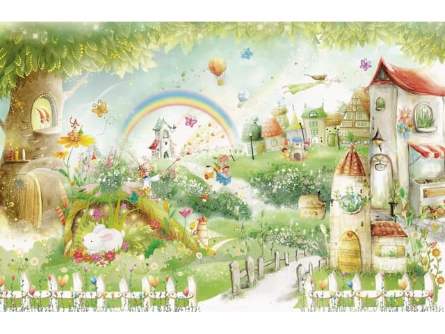 Fototapeta Bajkowy krajobraz z domkami