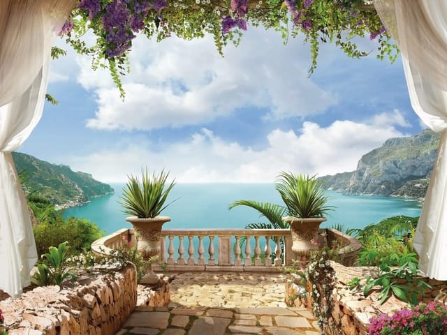 Fototapeta Widok na morze z tarasu (kod: 21239) Fototapeta Widok na morze z tarasu