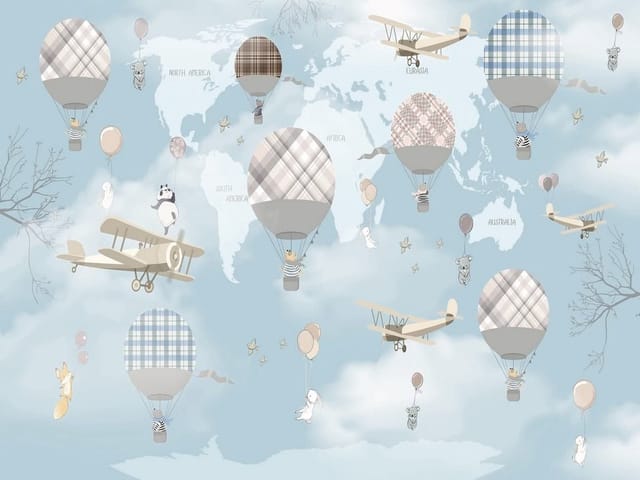 Fototapeta Balony na tle mapy świata