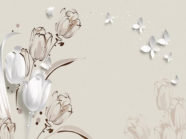 Fototapeta Białe tulipany na beżowym tle