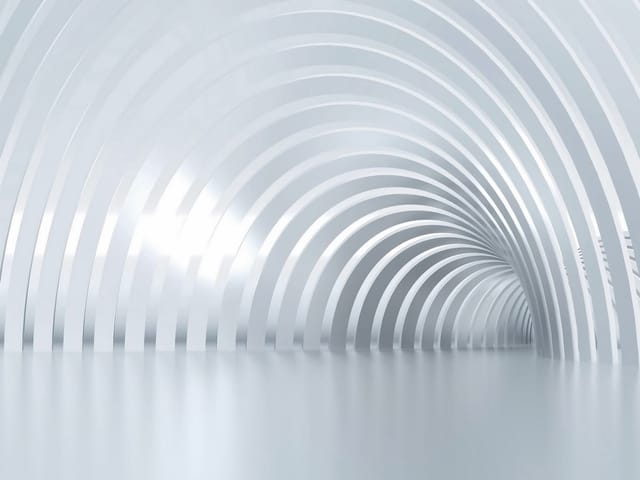 Fototapeta z białą zakrzywioną strukturą tunelu 3D