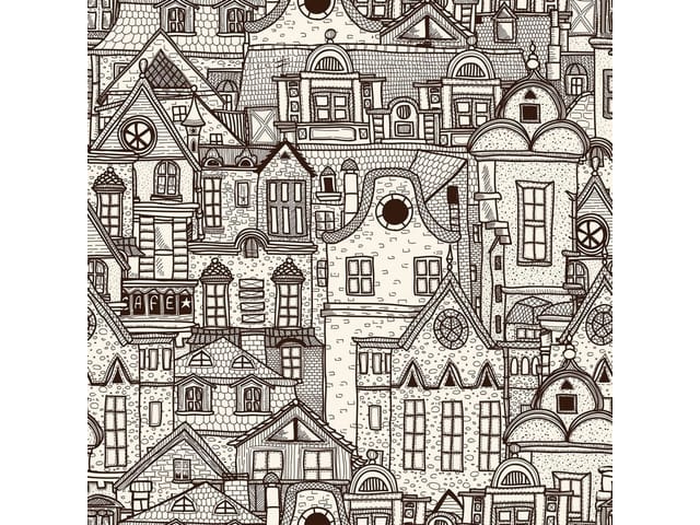 Fototapeta Ilustracje miast – skomplikowane dachy i fasady