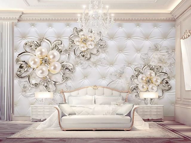 Fototapeta Dekoracyjne kwiaty z perłami