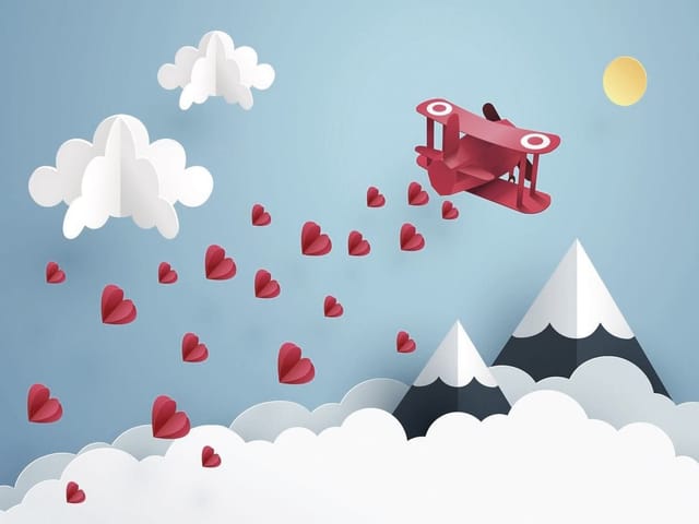 Fototapeta Czerwony Samolot nad Górami