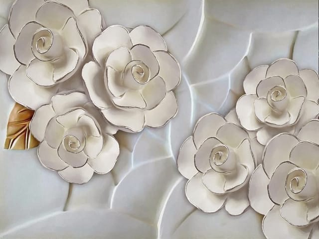 Fototapeta Białe kwiaty z geometrycznym tłem