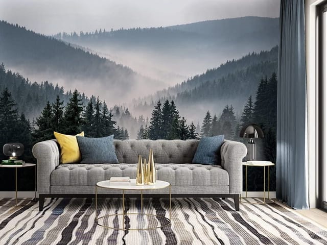 Fototapeta Mglisty las iglasty o poranku