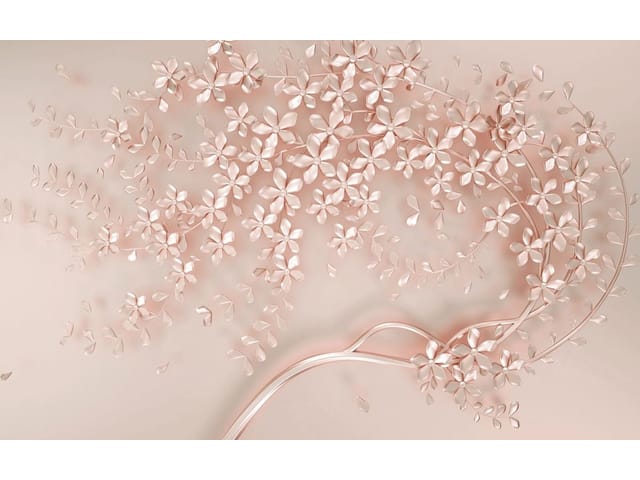 Fototapeta Gałąź z kwiatami i liśćmi 3D