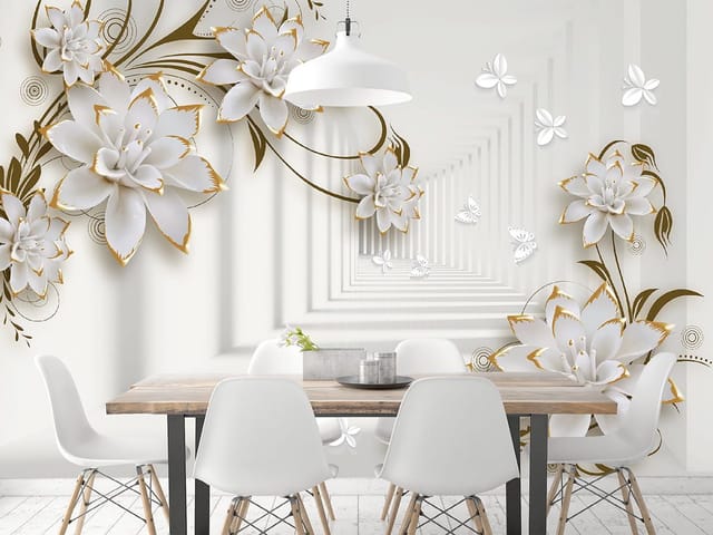 Fototapeta Białe kwiaty w złotym tunelu