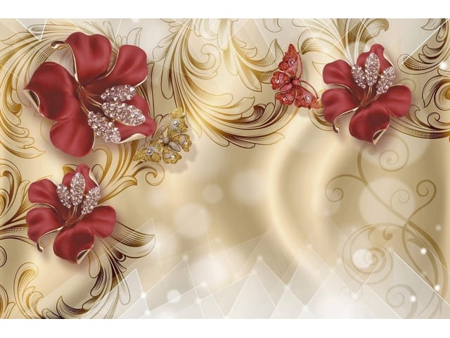 Fototapeta Czerwone kwiaty z kryształkami