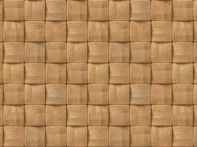 Fototapeta z drewnianą plecionką kwadratowych paneli w odcieniach brązu