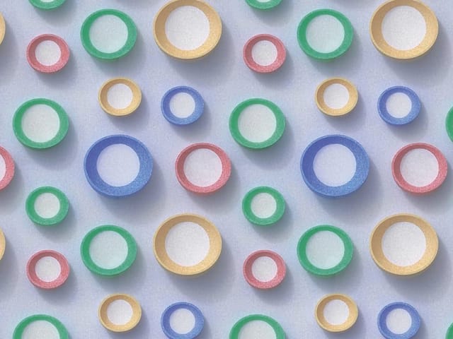 Fototapeta z różnokolorowymi okręgami na jasnym tle, harmonijny wzór