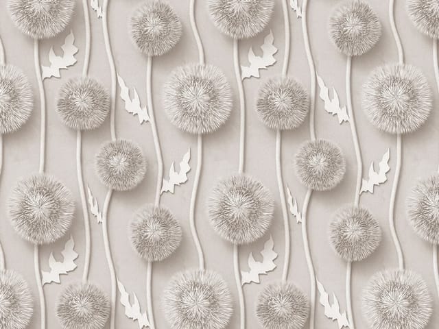 Fototapeta z kulistymi kwiatami dmuchawców na jasnym tle