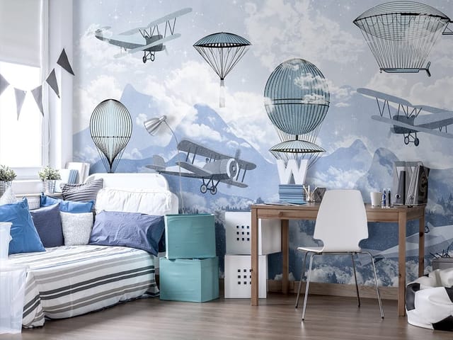 Fototapeta Góry dziecięce z balonami i samolotami